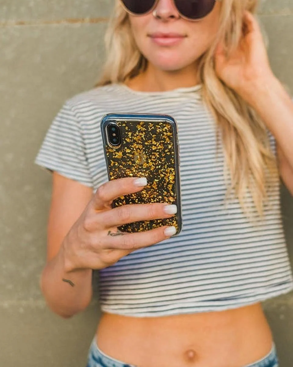 Morning Sparkle | Rose and Gold Flaked Clear Case - Image 20