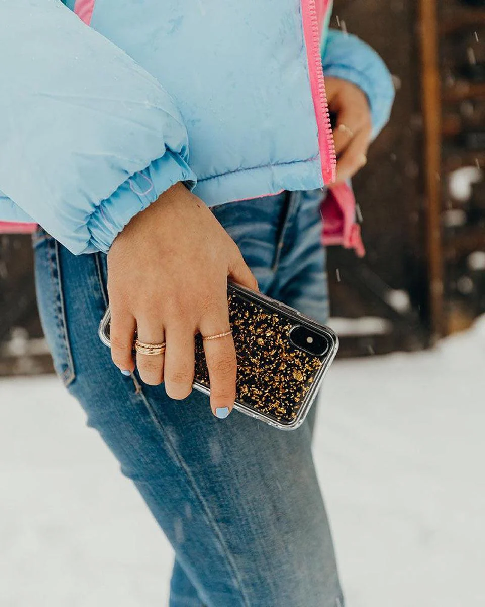 Morning Sparkle | Rose and Gold Flaked Clear Case - Image 25