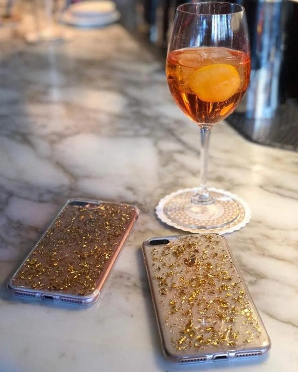 Morning Sparkle | Rose and Gold Flaked Clear Case - Image 26