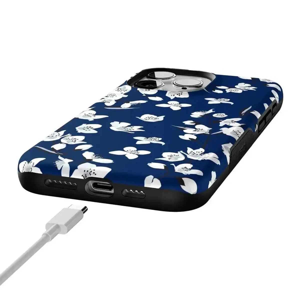 Floral Forest | Navy Cherry Blossom Floral Case - Image 103