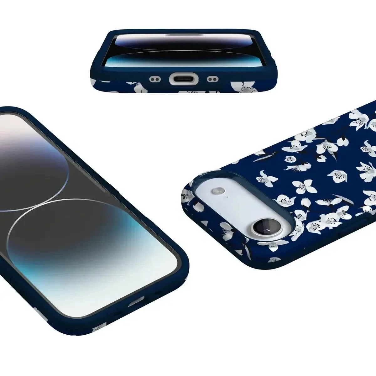 Floral Forest | Navy Cherry Blossom Floral Case - Image 116