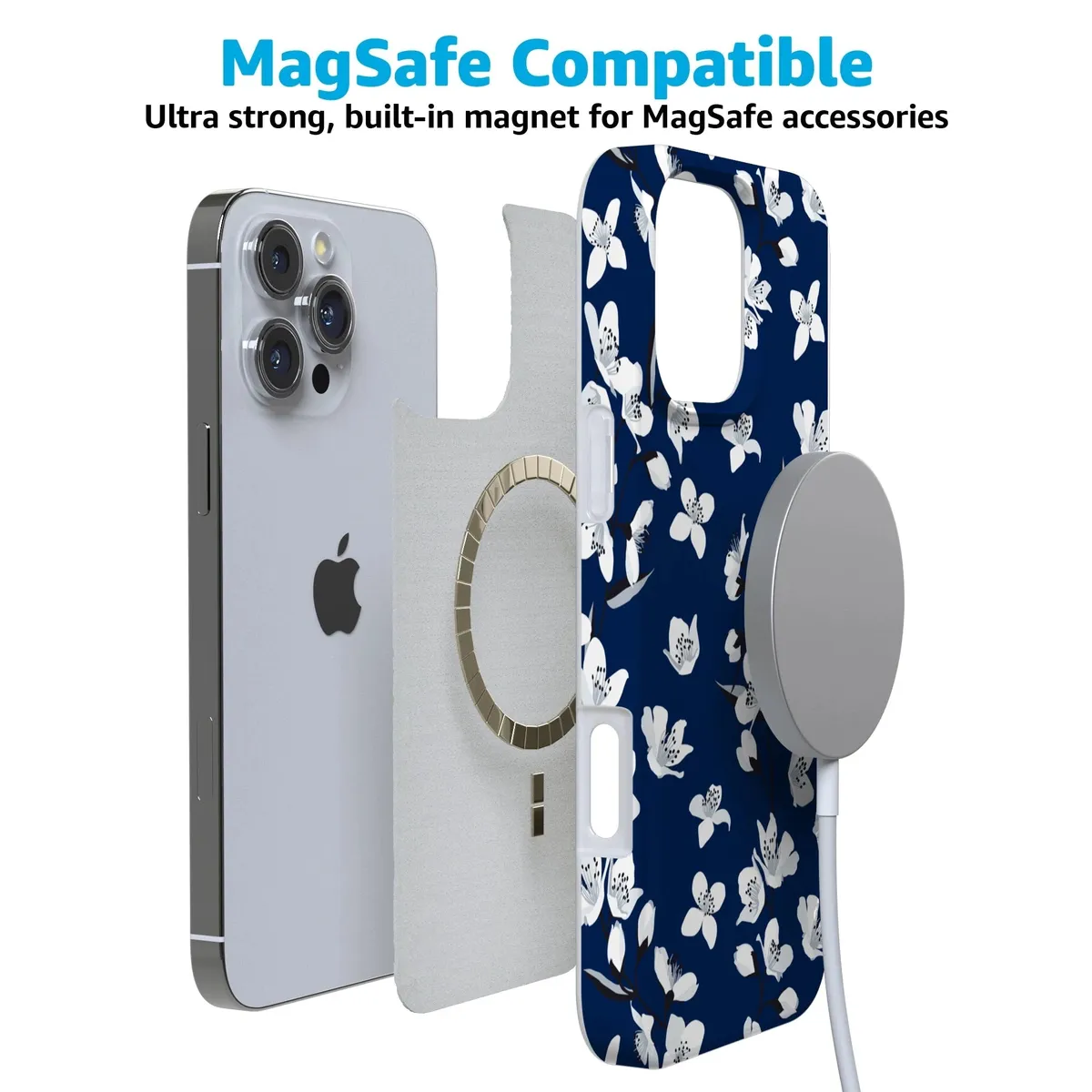 Floral Forest | Navy Cherry Blossom Floral Case - Image 130