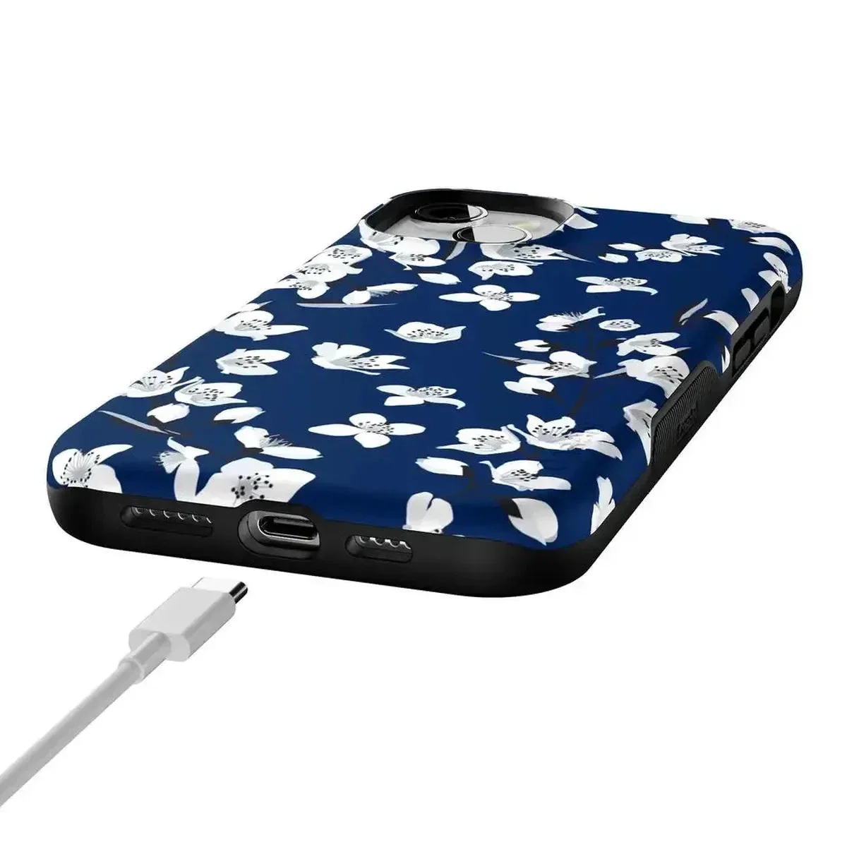 Floral Forest | Navy Cherry Blossom Floral Case - Image 93